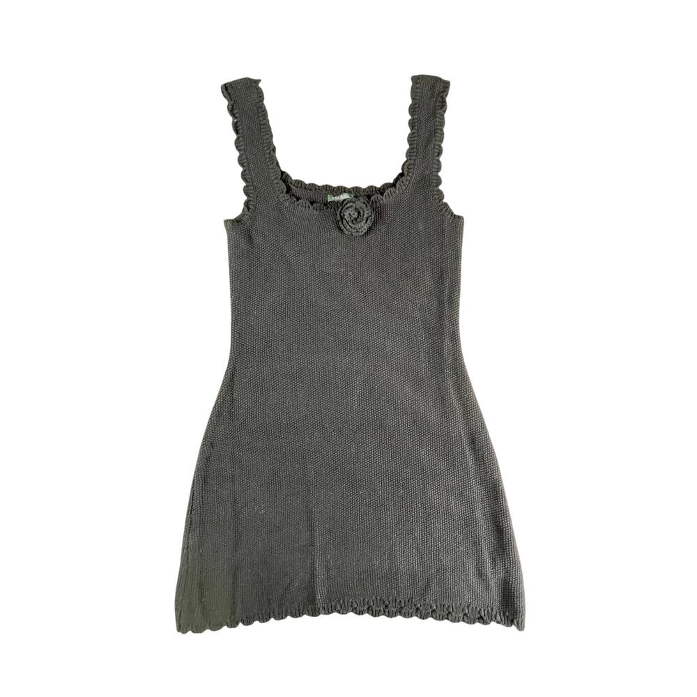 Wild Fable Dress Womens Medium Black Fitted Stretch Knitted Square Neck NWT